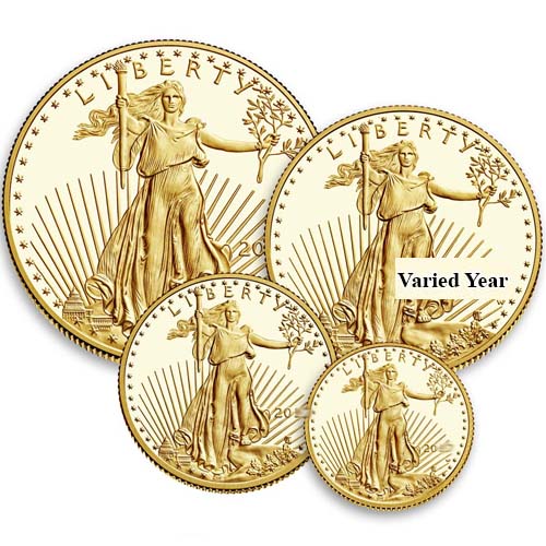 Buy 4 Coin Proof American Gold Eagle Set Random Year Box CoA